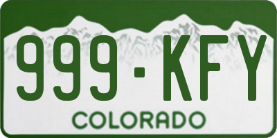 CO license plate 999KFY