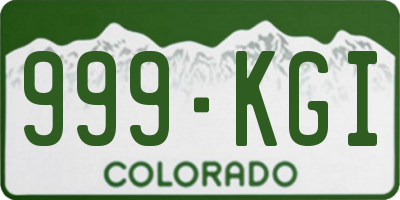CO license plate 999KGI