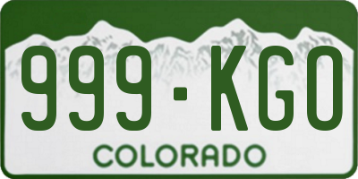 CO license plate 999KGO