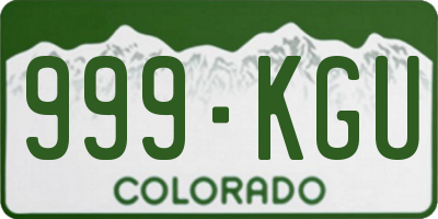 CO license plate 999KGU