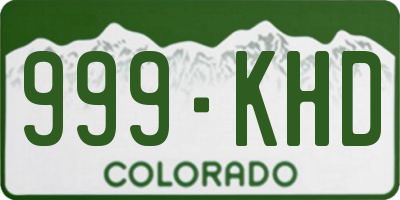 CO license plate 999KHD