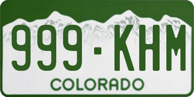 CO license plate 999KHM