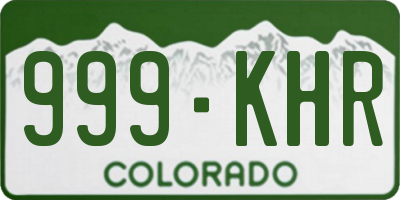 CO license plate 999KHR