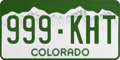CO license plate 999KHT
