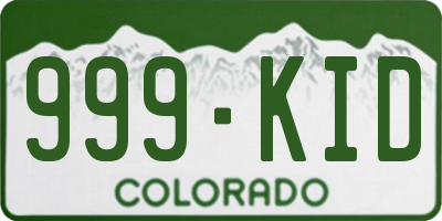 CO license plate 999KID
