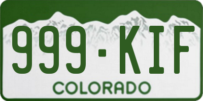 CO license plate 999KIF