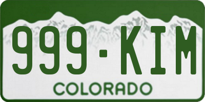 CO license plate 999KIM