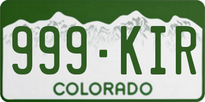 CO license plate 999KIR