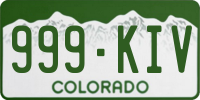 CO license plate 999KIV