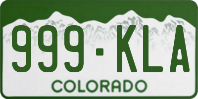 CO license plate 999KLA