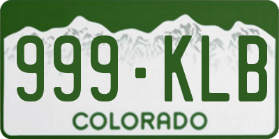 CO license plate 999KLB