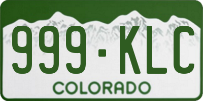 CO license plate 999KLC
