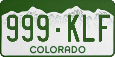 CO license plate 999KLF