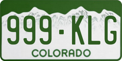 CO license plate 999KLG