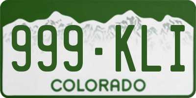 CO license plate 999KLI