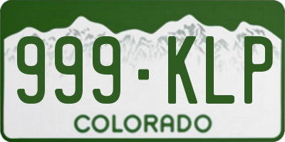 CO license plate 999KLP