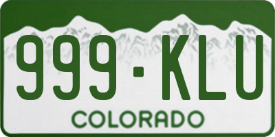CO license plate 999KLU