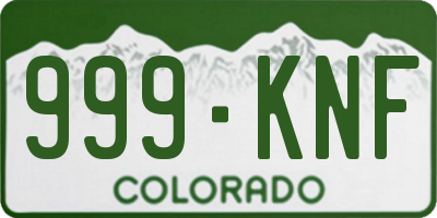 CO license plate 999KNF