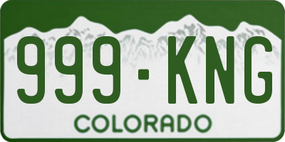 CO license plate 999KNG