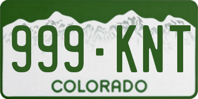 CO license plate 999KNT