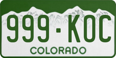 CO license plate 999KOC