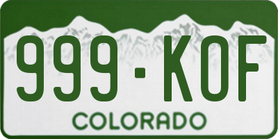CO license plate 999KOF