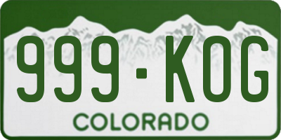 CO license plate 999KOG