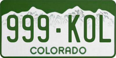 CO license plate 999KOL