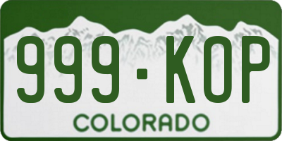 CO license plate 999KOP