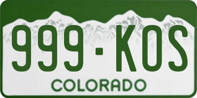 CO license plate 999KOS