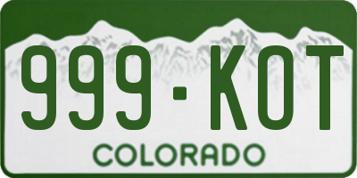 CO license plate 999KOT