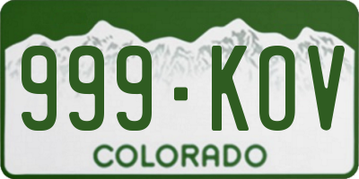 CO license plate 999KOV