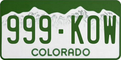 CO license plate 999KOW