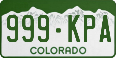 CO license plate 999KPA