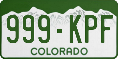 CO license plate 999KPF