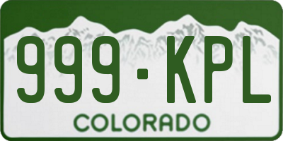 CO license plate 999KPL