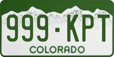 CO license plate 999KPT