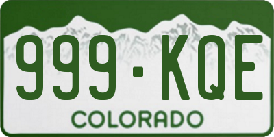 CO license plate 999KQE