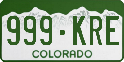 CO license plate 999KRE
