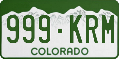 CO license plate 999KRM