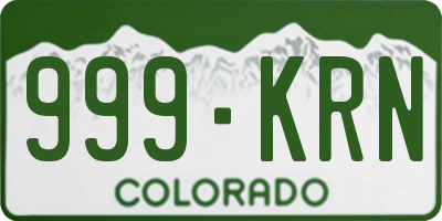 CO license plate 999KRN