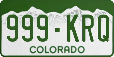 CO license plate 999KRQ