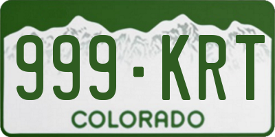 CO license plate 999KRT