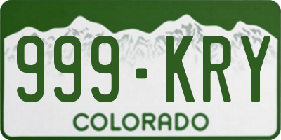 CO license plate 999KRY