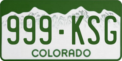 CO license plate 999KSG