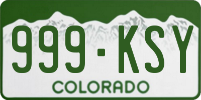 CO license plate 999KSY