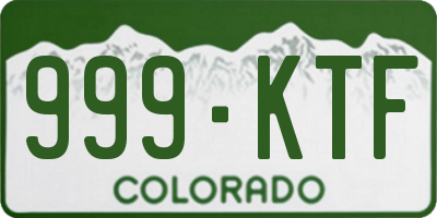 CO license plate 999KTF