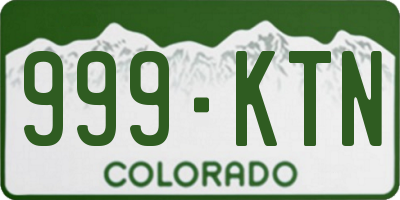 CO license plate 999KTN
