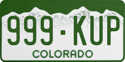 CO license plate 999KUP