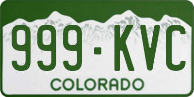 CO license plate 999KVC